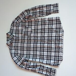 H&M Divided Medium Flannel Shirt Black Grey Plaid Cotton Button Down